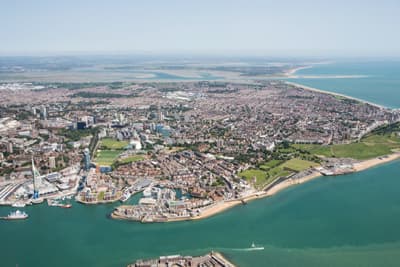 Blick über die Inselstadt Portsmouth