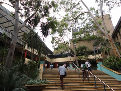 Treppe zum Gebäude der UNSW Australia