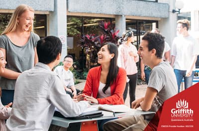 Cafe und Studenten an der Griffith University 