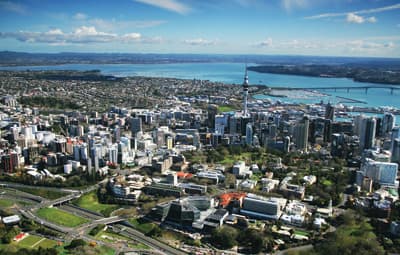 Blick auf den City Campus der University of Auckland