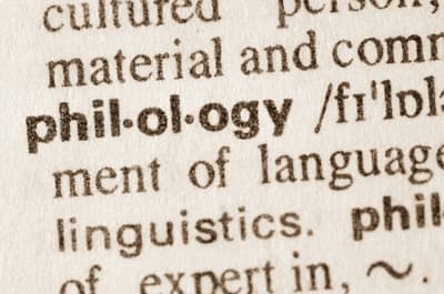 Das Wort Philology in einem Wörterbuch