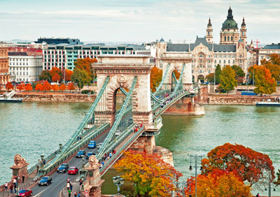 Die Kettenbrücke in Budapest (Ungarn)