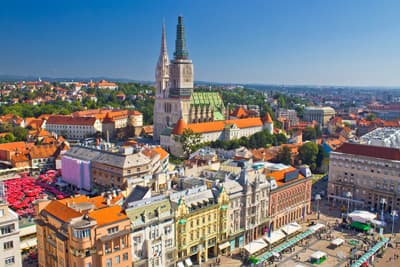 Die kroatische Hauptstadt Zagreb von oben