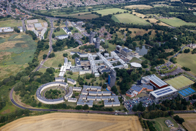 Campus der University of Essex von oben betrachtet